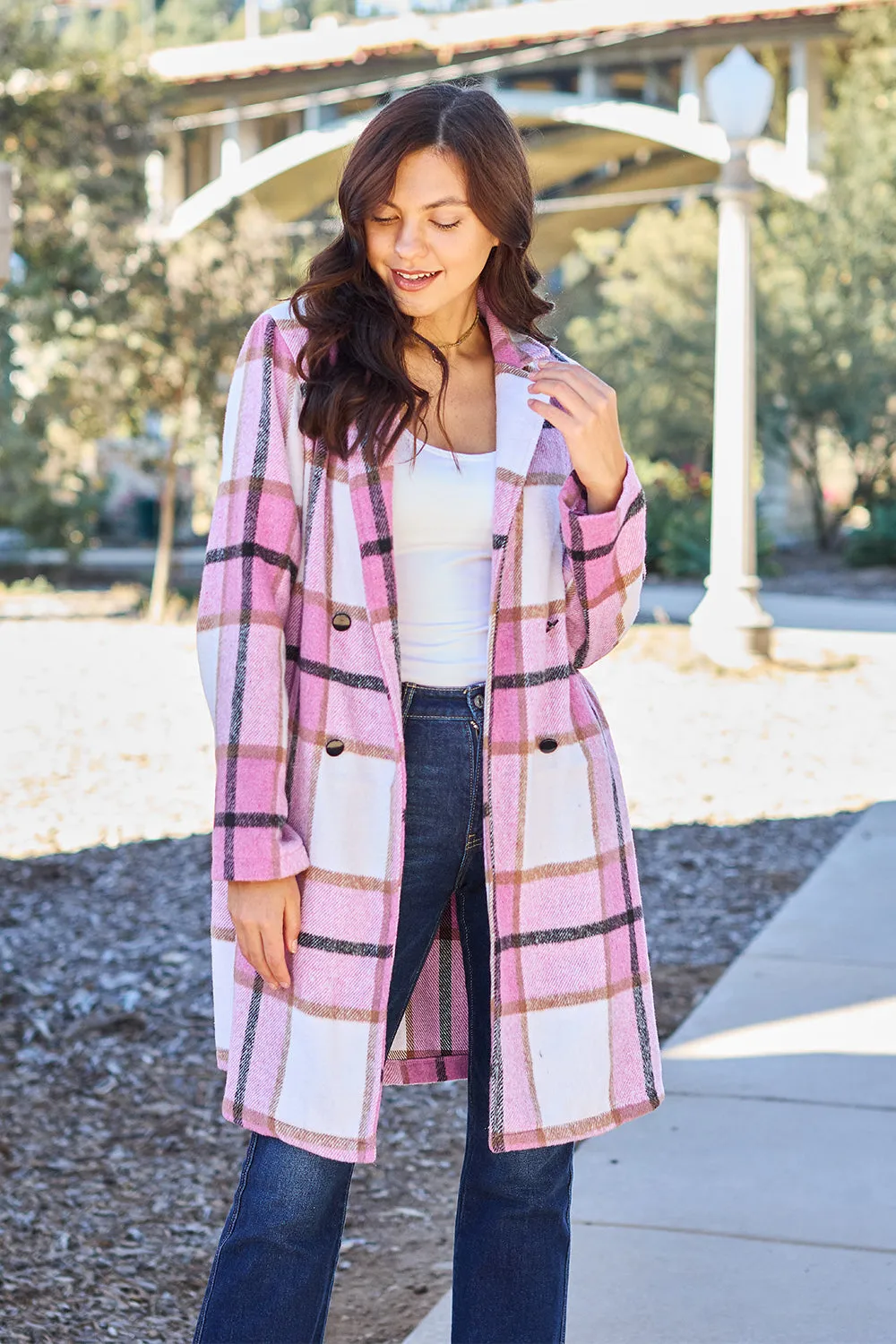Sarah Plaid Button Up Lapel Collar Coat