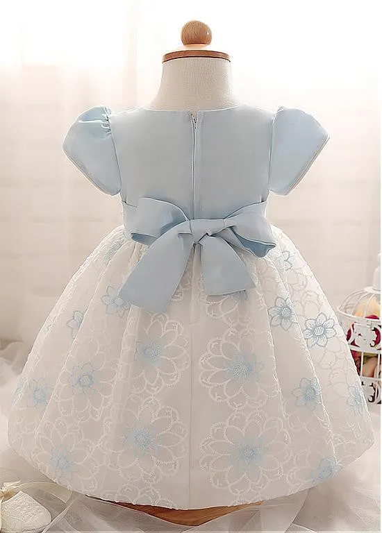 Satin & Lace Flower Girl Dresses With Rhinestones