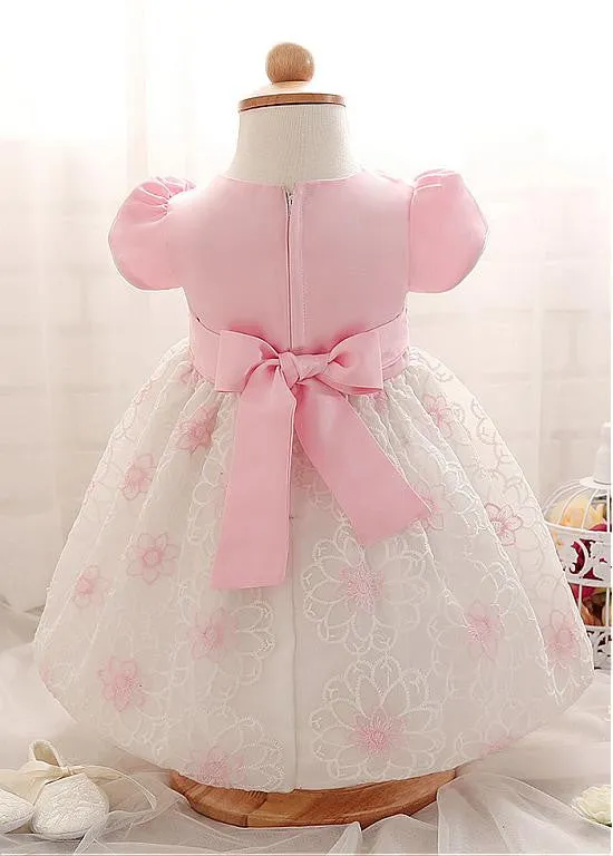 Satin & Lace Flower Girl Dresses With Rhinestones