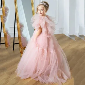 Sequin 3D Floral Knee-Length Flower Girl Dress