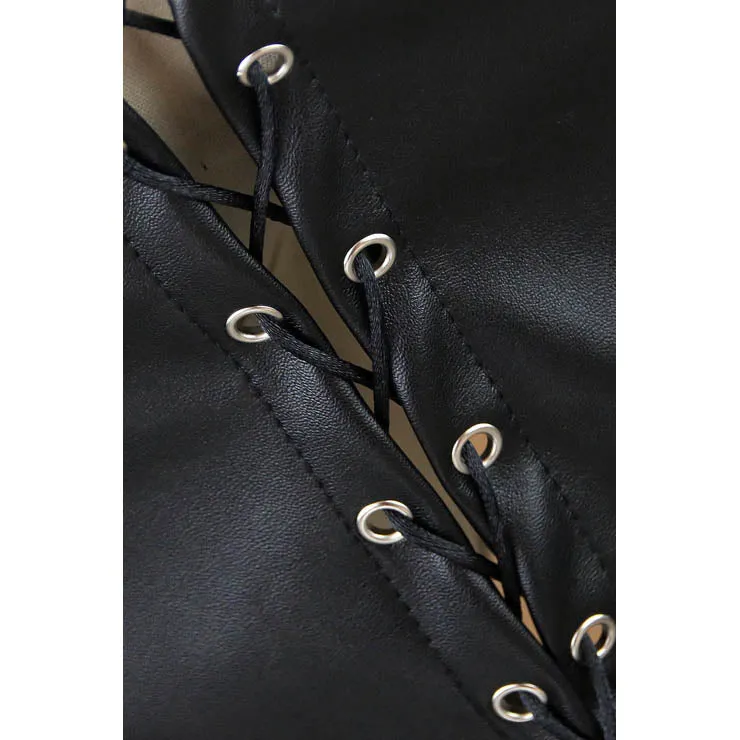 Sexy Lace-Up Pleather Skirt