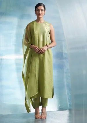 Sheen green straight kurta set