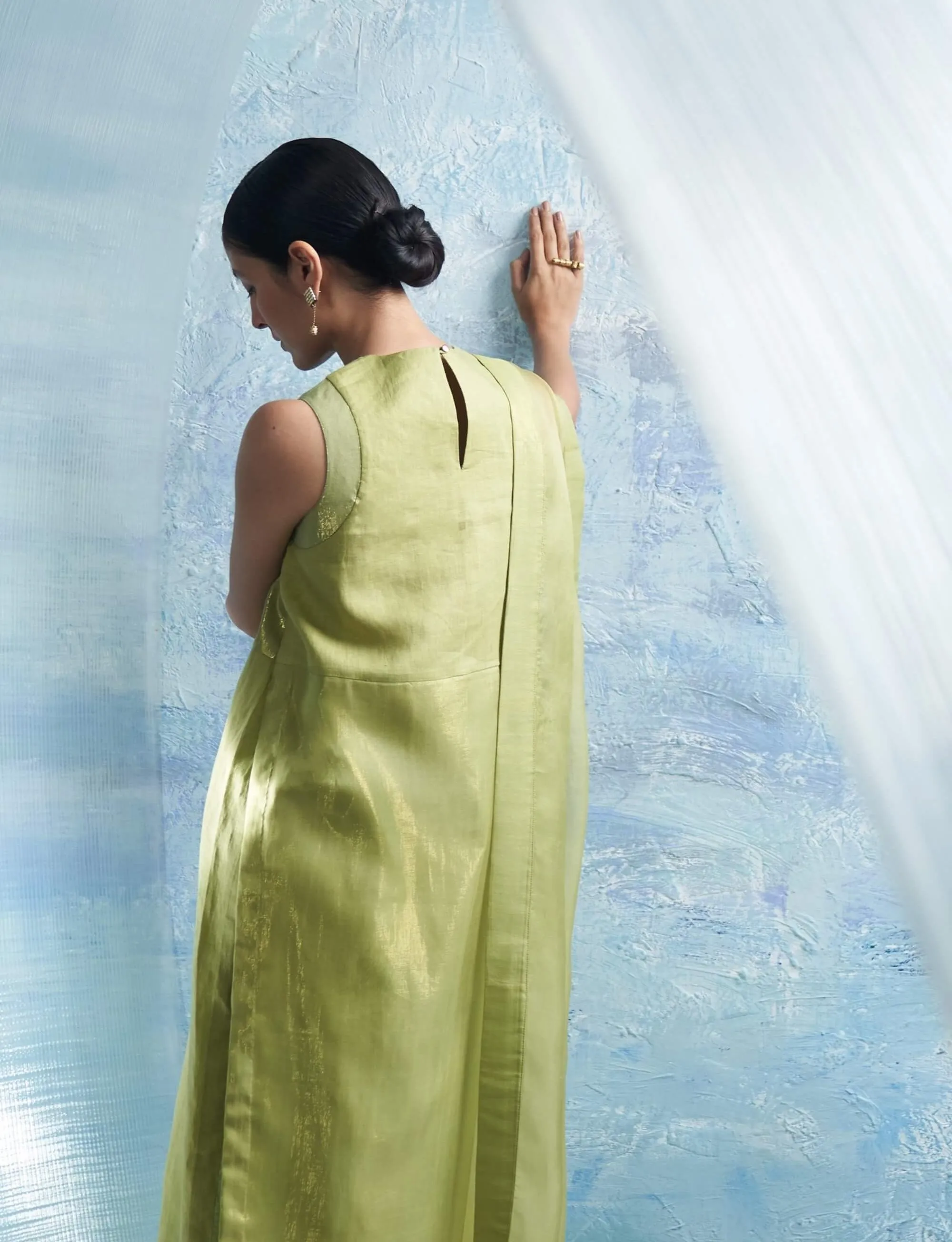 Sheen green straight kurta set