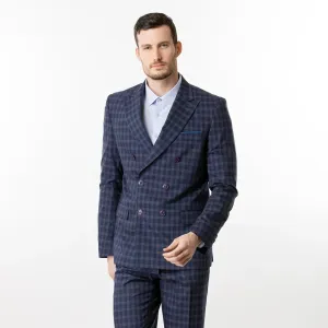 Slim Fit Blazer Blue Grey Check