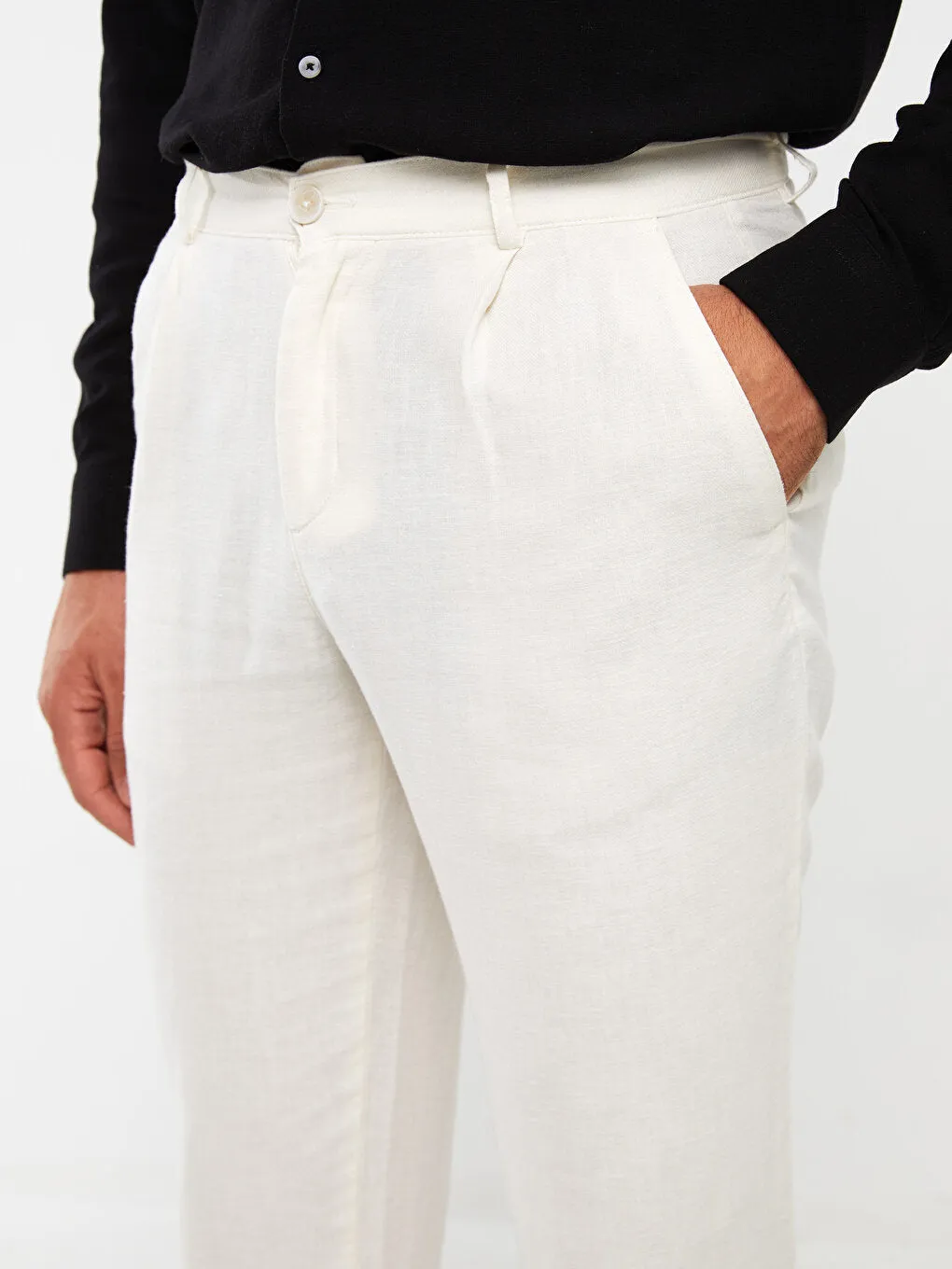 Slim Fit Linen Blend Men's Trousers