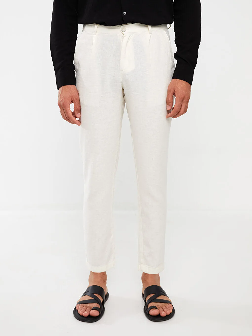 Slim Fit Linen Blend Men's Trousers