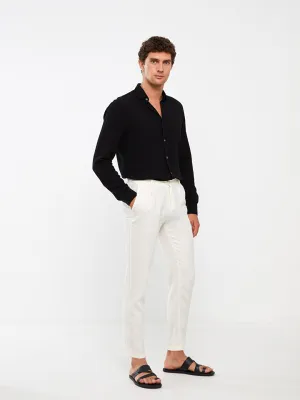Slim Fit Linen Blend Men's Trousers