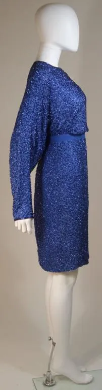 STEPHEN YEARIK Royal Blue Silk Beaded Skirt Ensemble Size 4-6