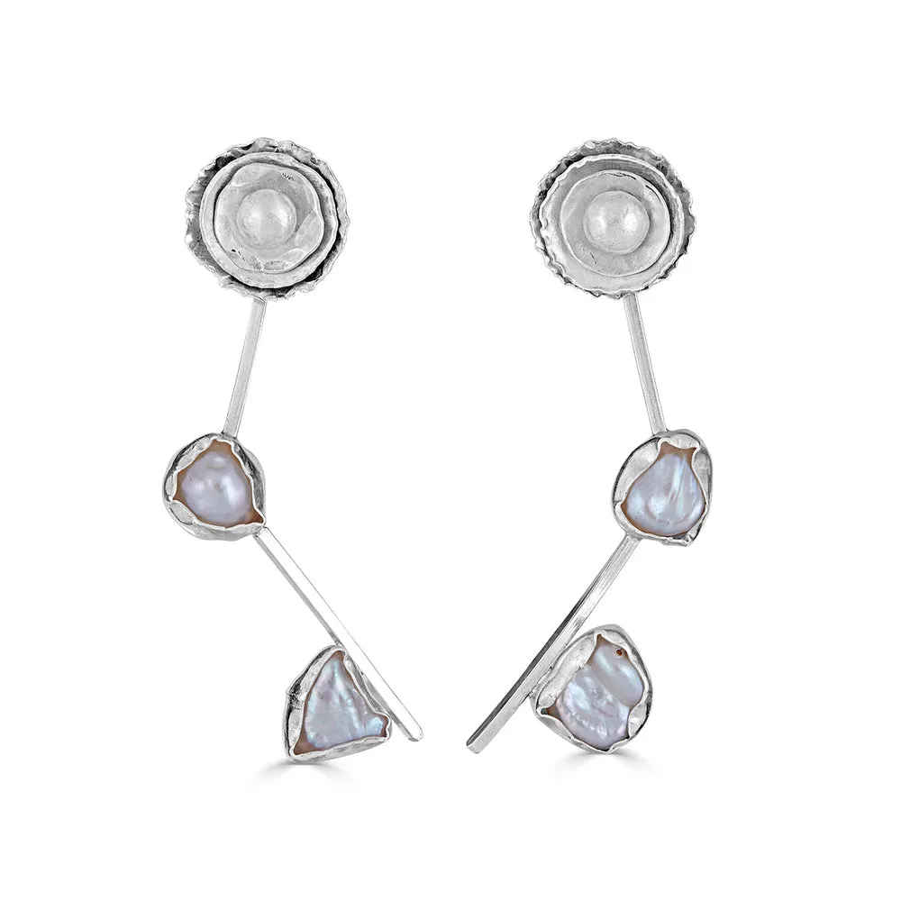 Sterling Silver and Keshi Pearl I Do Earrings