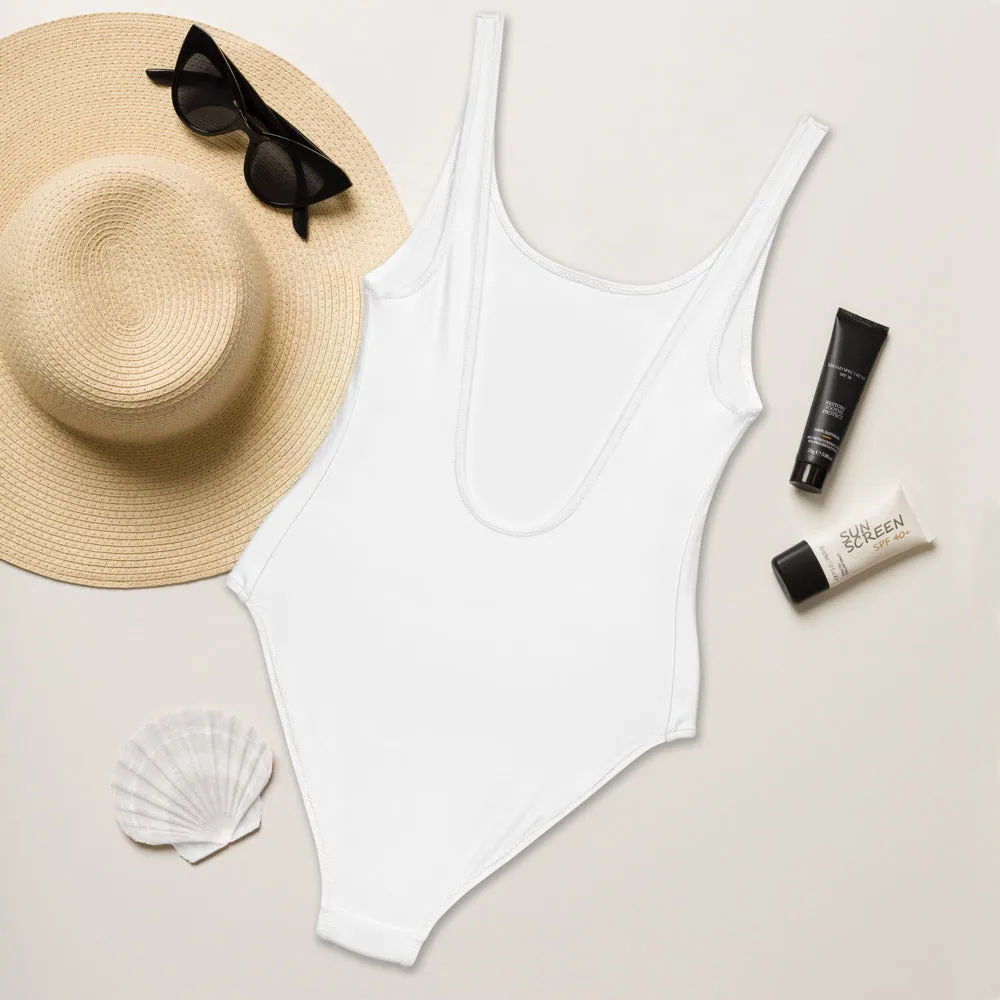 STFU Electric Purple Logo One-Piece Swimsuit - White