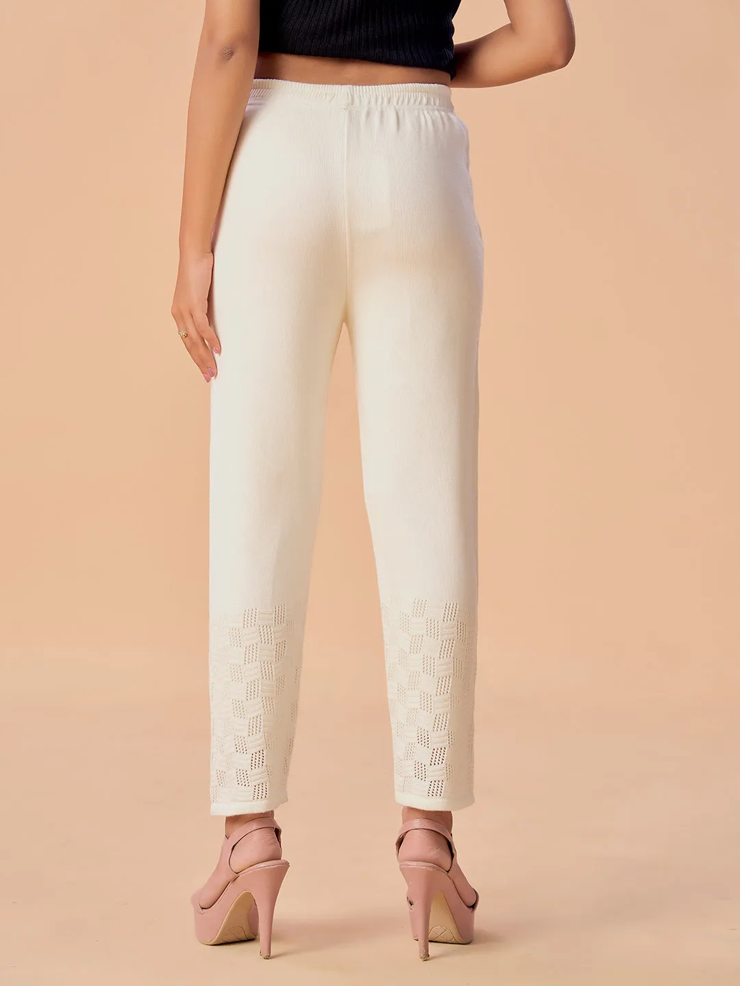 Straight Solid Woolen Pants