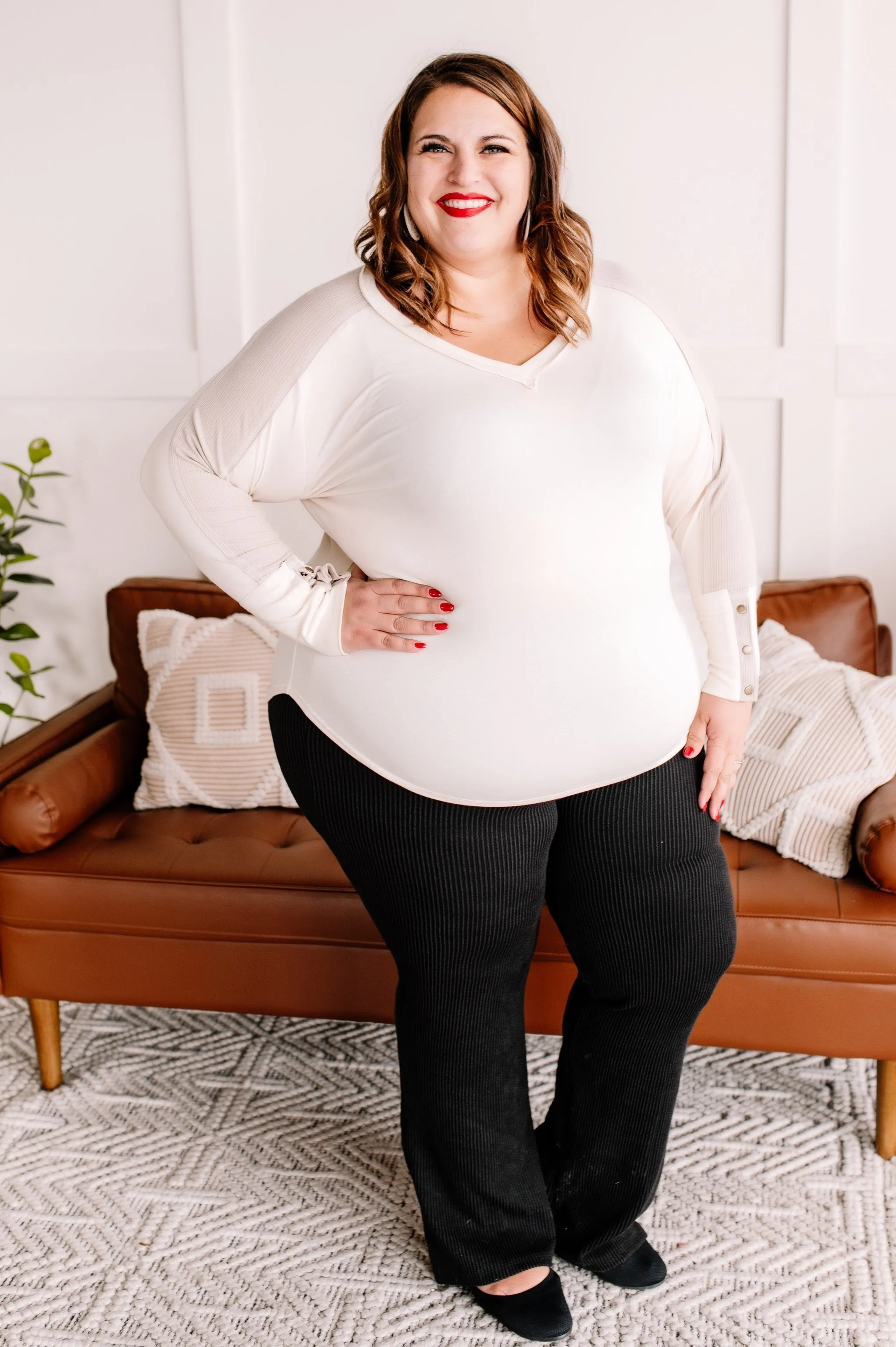 Straight To The Point Ribbed Dressy Yoga Pants