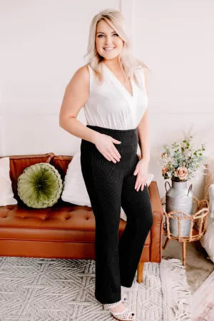 Straight To The Point Ribbed Dressy Yoga Pants
