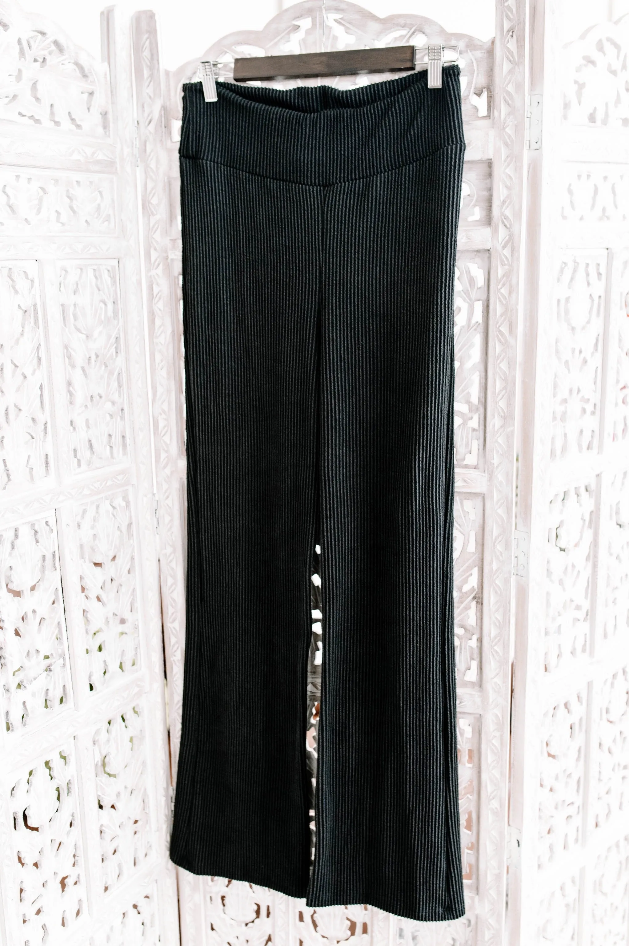 Straight To The Point Ribbed Dressy Yoga Pants