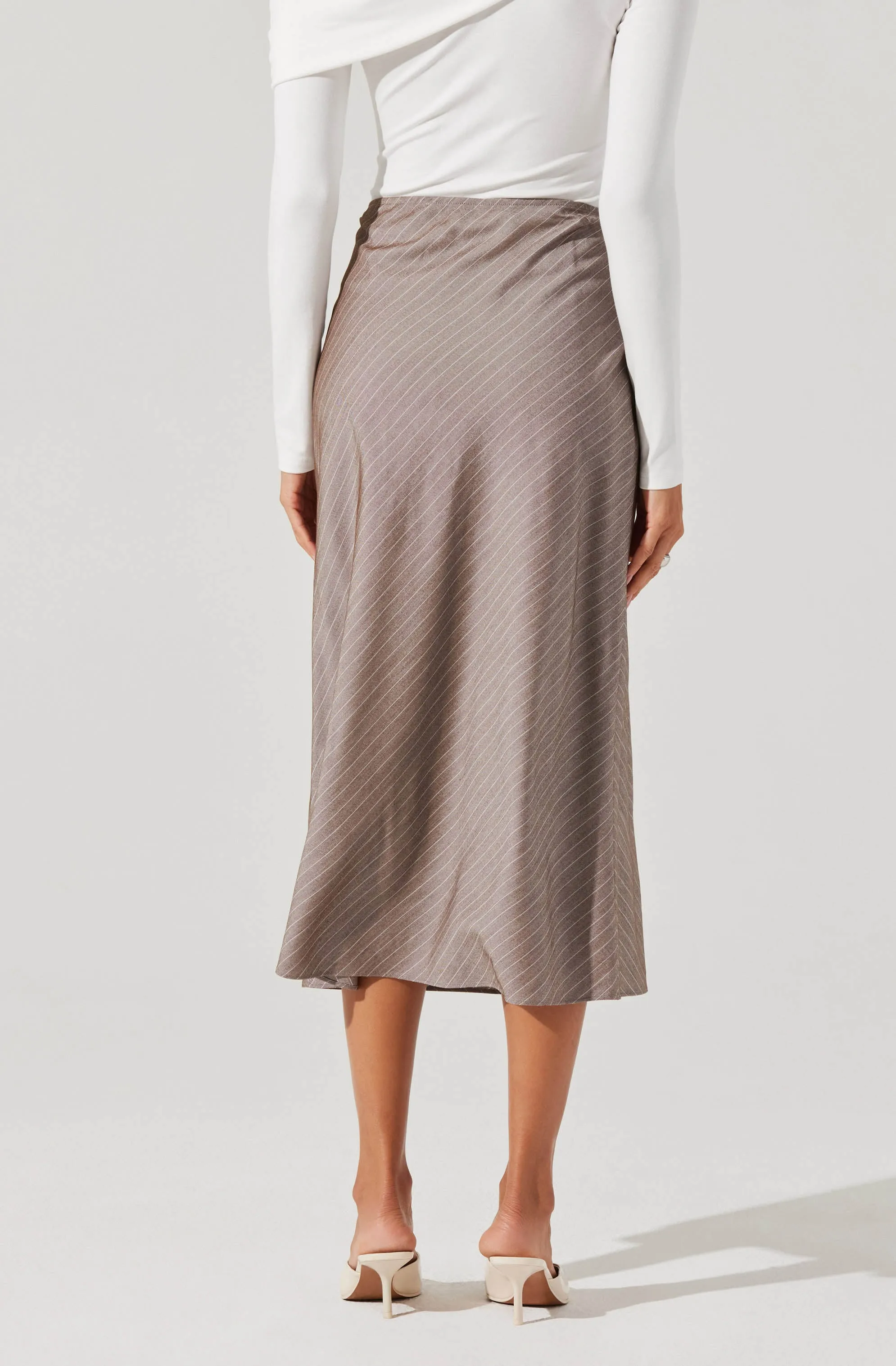 Striped Woven Midi Skirt