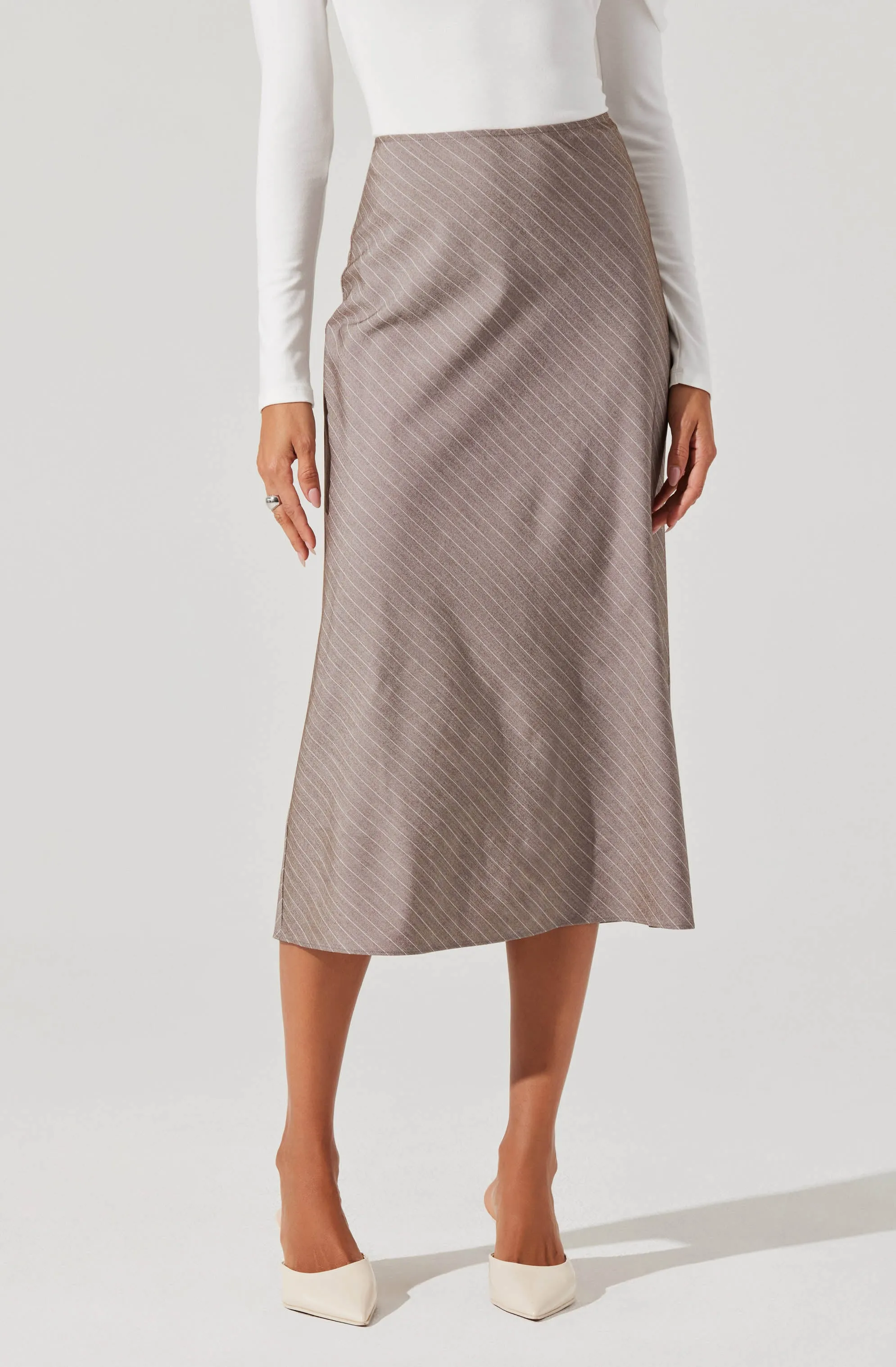 Striped Woven Midi Skirt