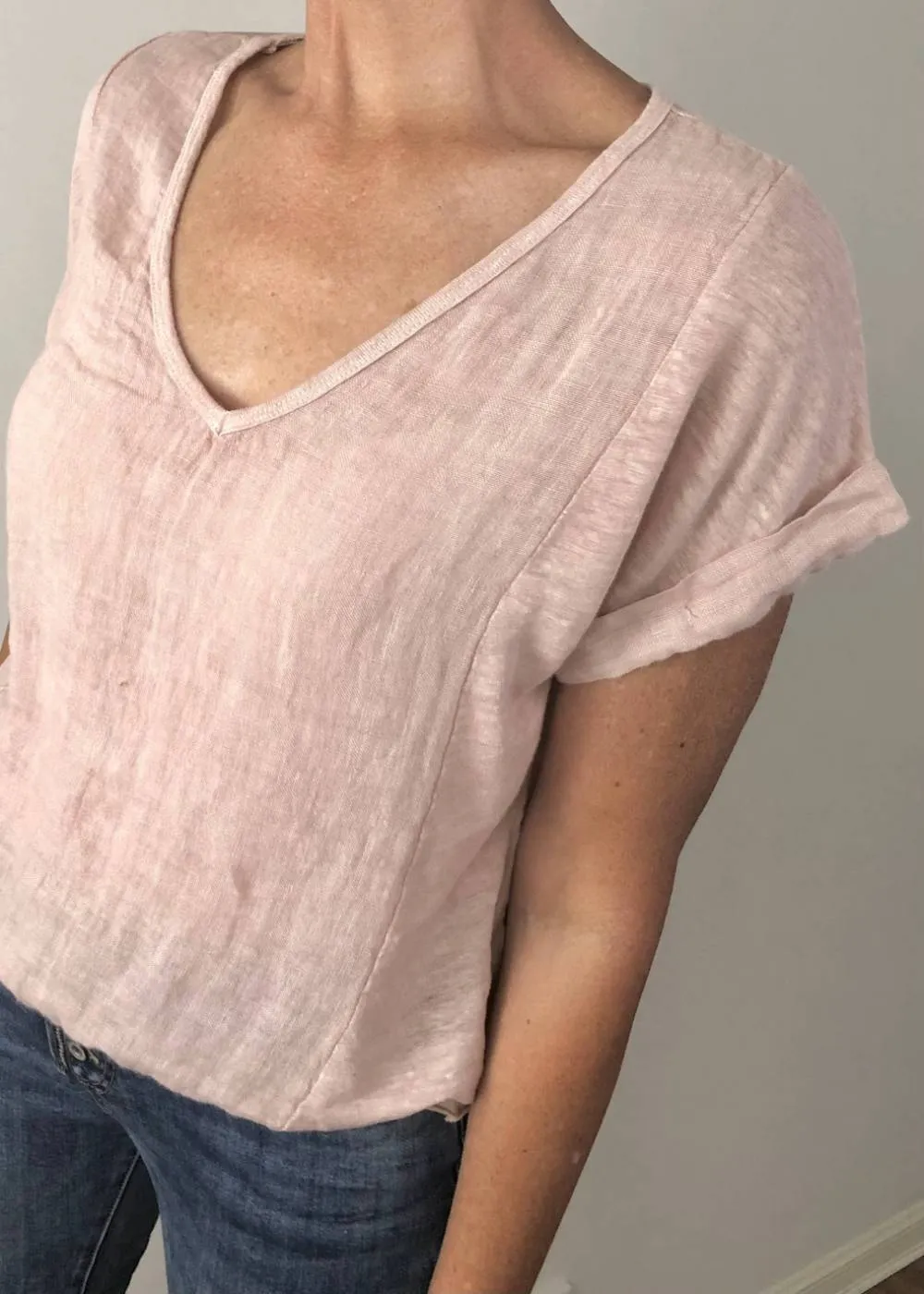 TALIA BENSON  Italian Linen T-Shirt With Band One Size - Rose