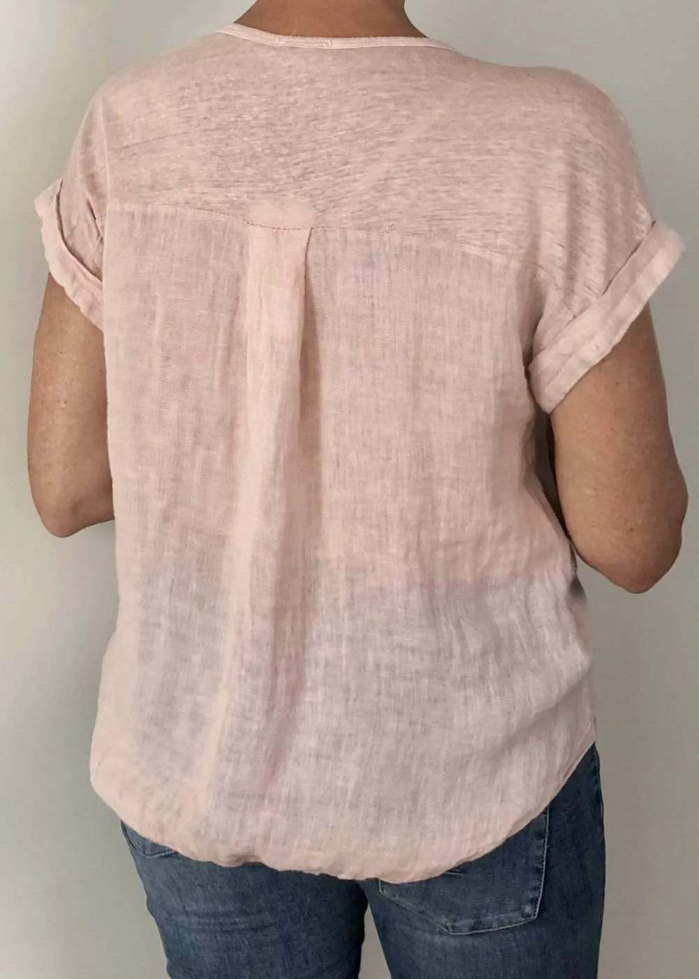 TALIA BENSON  Italian Linen T-Shirt With Band One Size - Rose