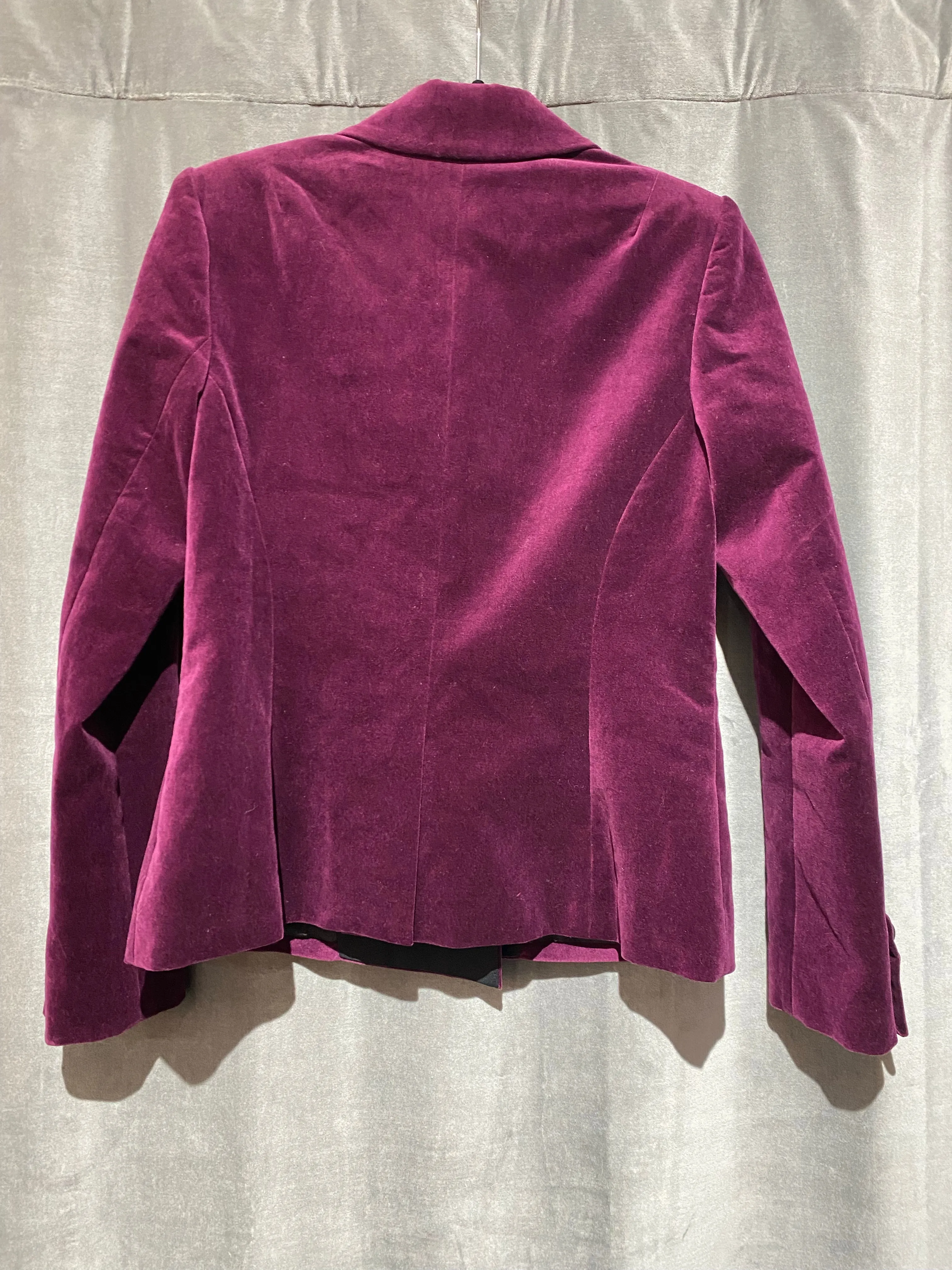Trina Turk Burgundy Velour Blazer with Black Satin Lapele