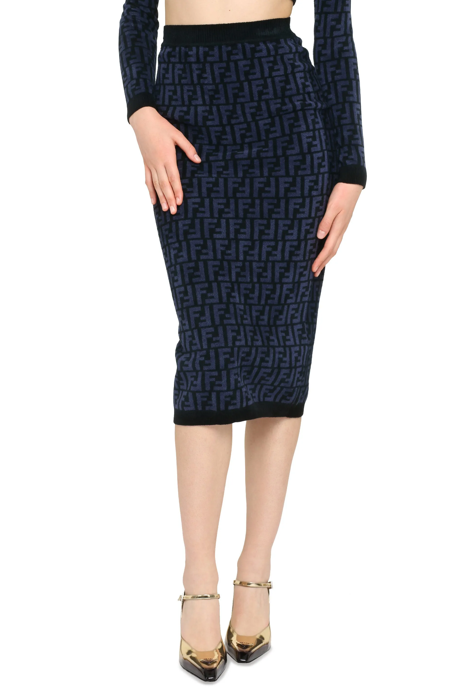 Velvet pencil skirt