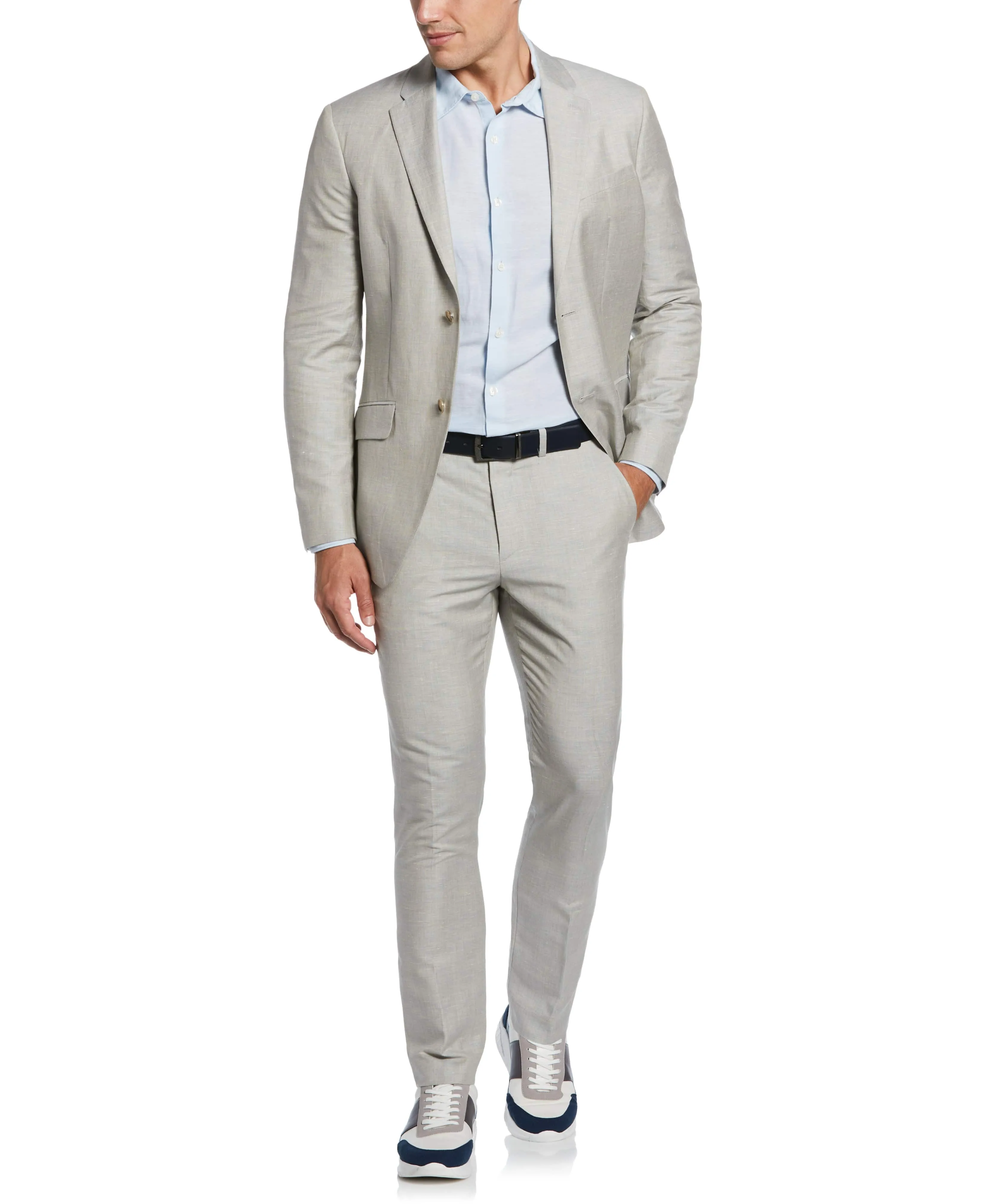 Very Slim Linen Blend Textured Suit Jacket