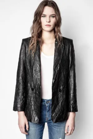 Visko Cuir Froisse Veste in Noir