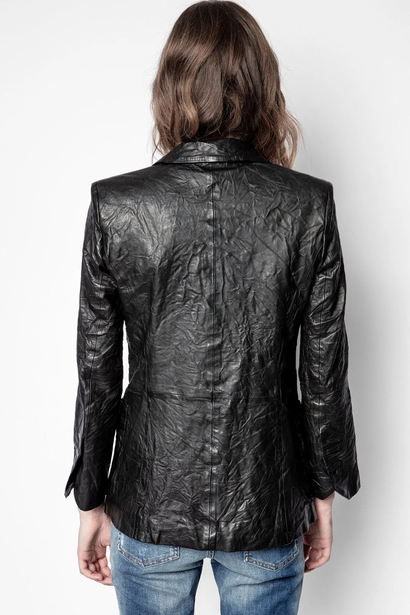 Visko Cuir Froisse Veste in Noir