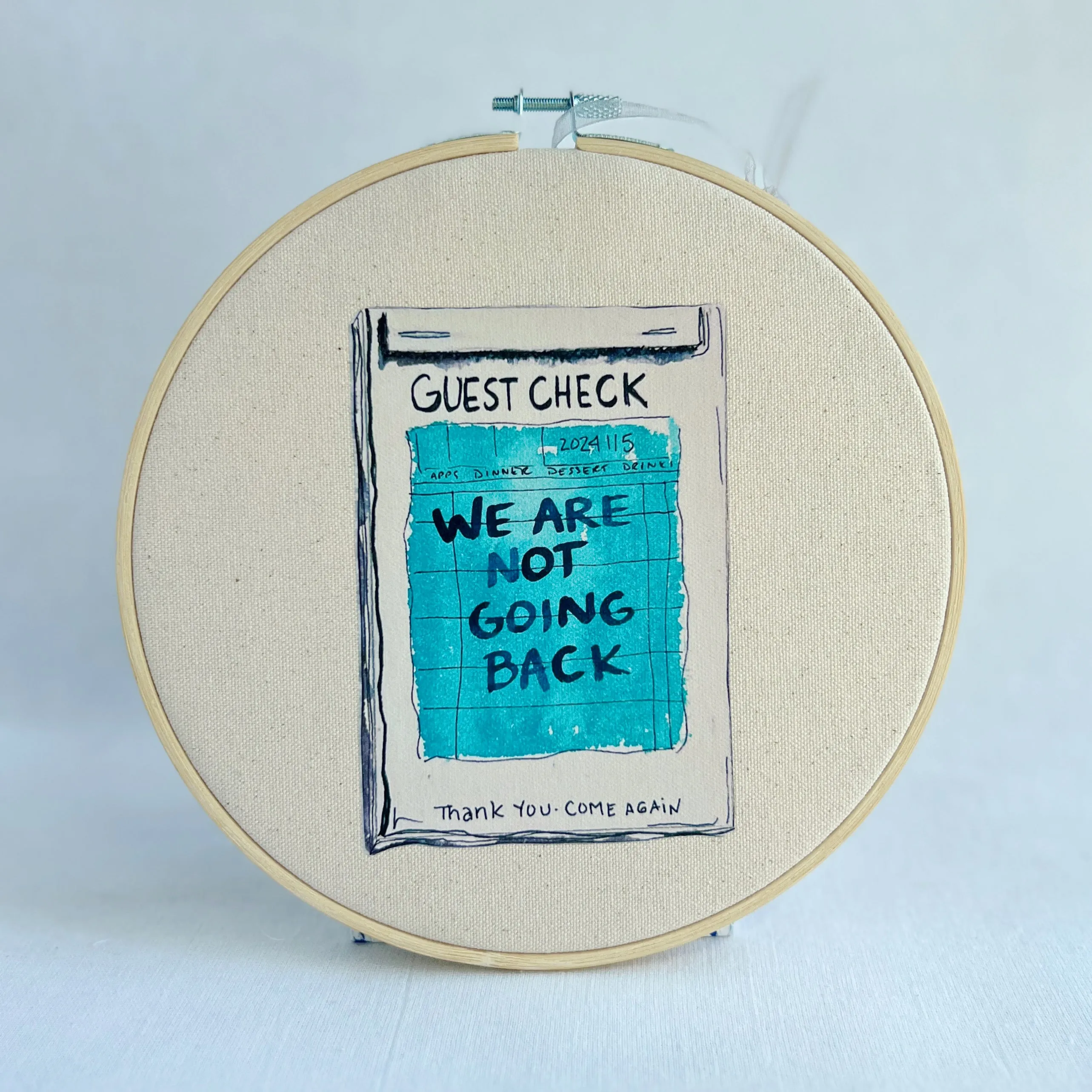 We are not going back - guest check original vinyl hoop art