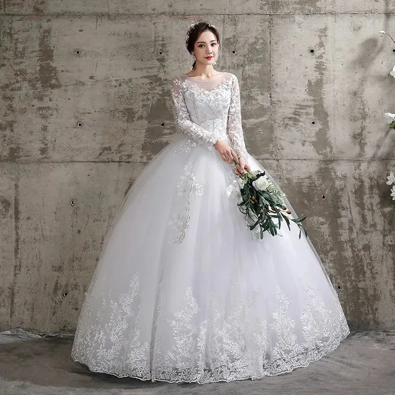 Wedding Dress New Birde Long Sleeve Ball Gown Luxury Lace Wedding Dresses Vestido De Noiva Robe De Mariee Plus Size