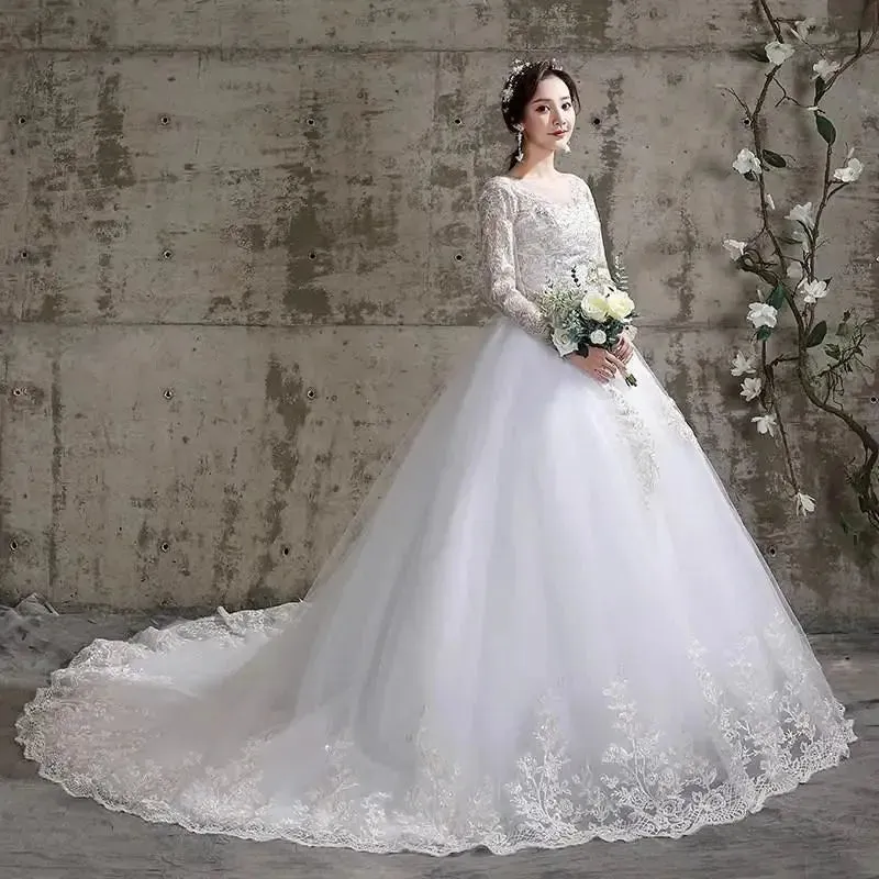 Wedding Dress New Birde Long Sleeve Ball Gown Luxury Lace Wedding Dresses Vestido De Noiva Robe De Mariee Plus Size
