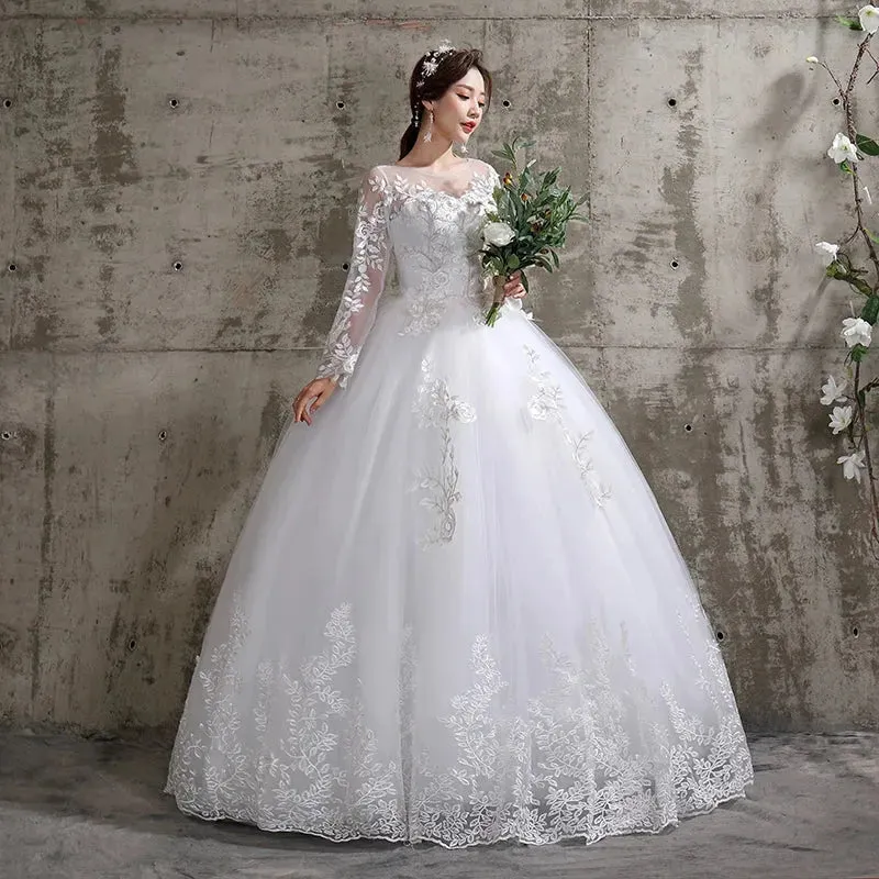 Wedding Dress New Birde Long Sleeve Ball Gown Luxury Lace Wedding Dresses Vestido De Noiva Robe De Mariee Plus Size