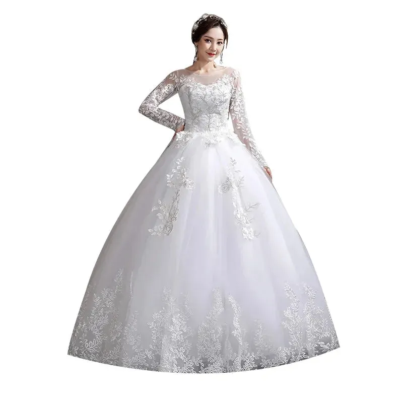 Wedding Dress New Birde Long Sleeve Ball Gown Luxury Lace Wedding Dresses Vestido De Noiva Robe De Mariee Plus Size
