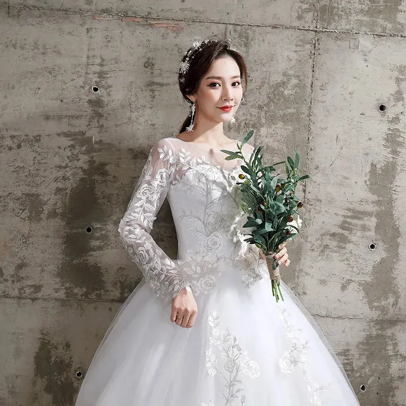 Wedding Dress New Birde Long Sleeve Ball Gown Luxury Lace Wedding Dresses Vestido De Noiva Robe De Mariee Plus Size