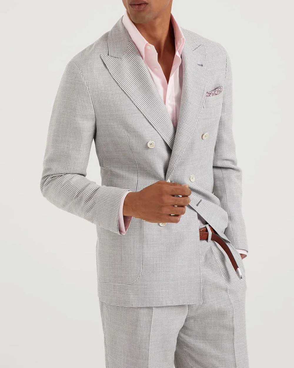 White and Grey Houndstooth Leisure Suit