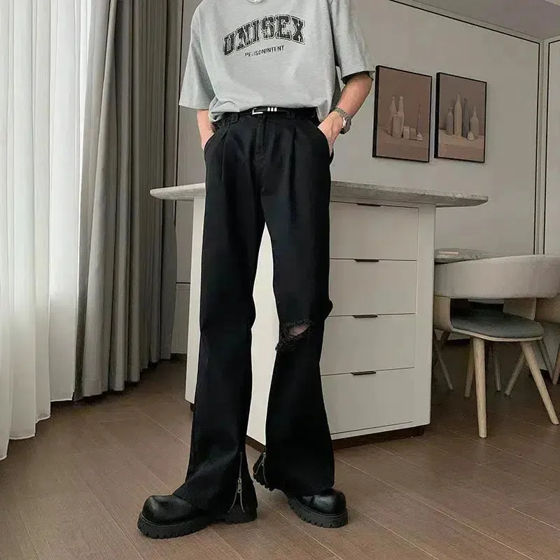 Wide-Leg Jeans with Ankle Zippers