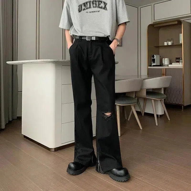 Wide-Leg Jeans with Ankle Zippers