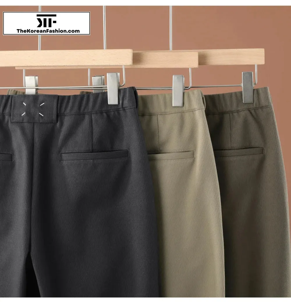 Winter Woolen Elastic Waist Suit Pants