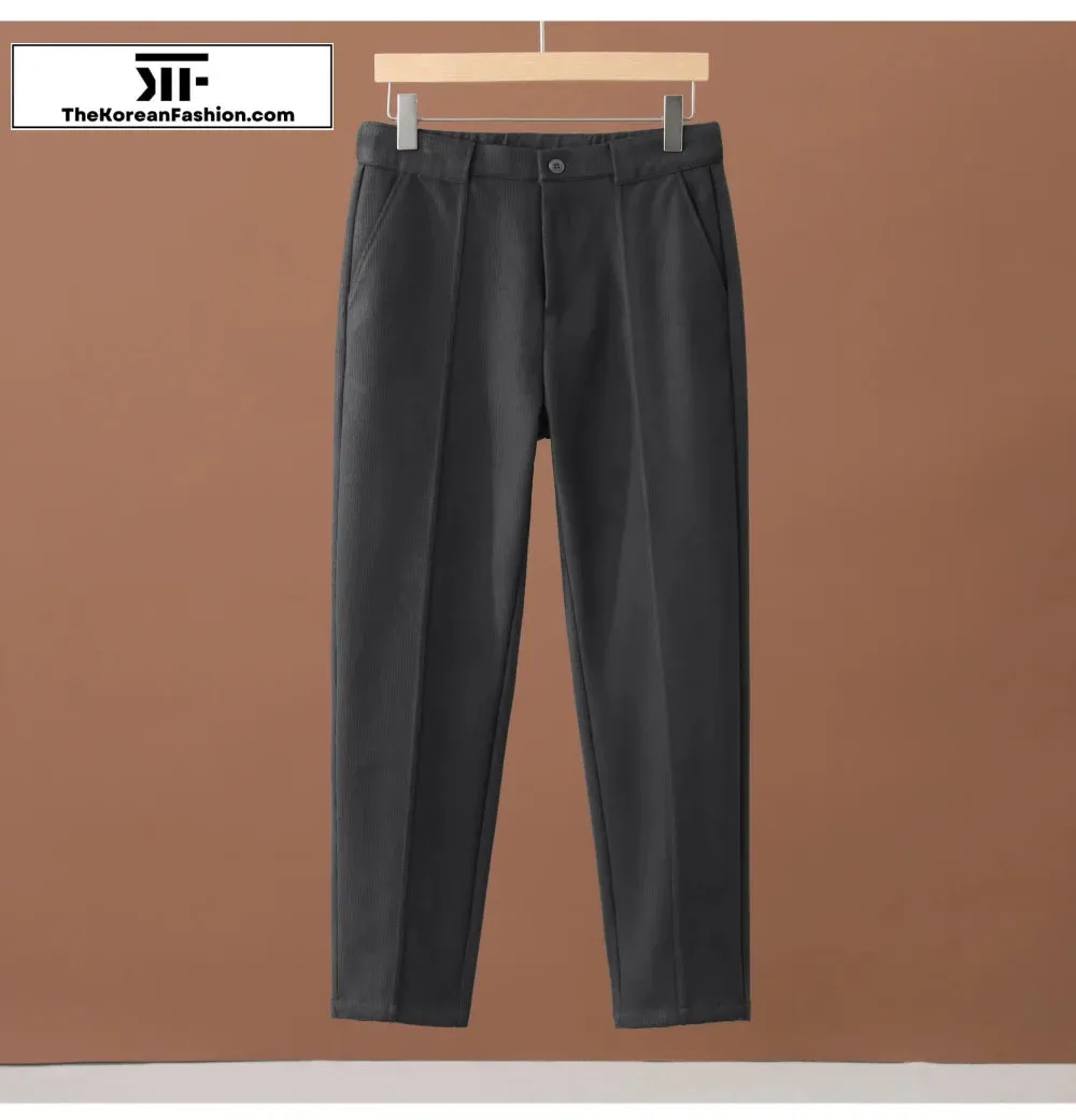 Winter Woolen Elastic Waist Suit Pants
