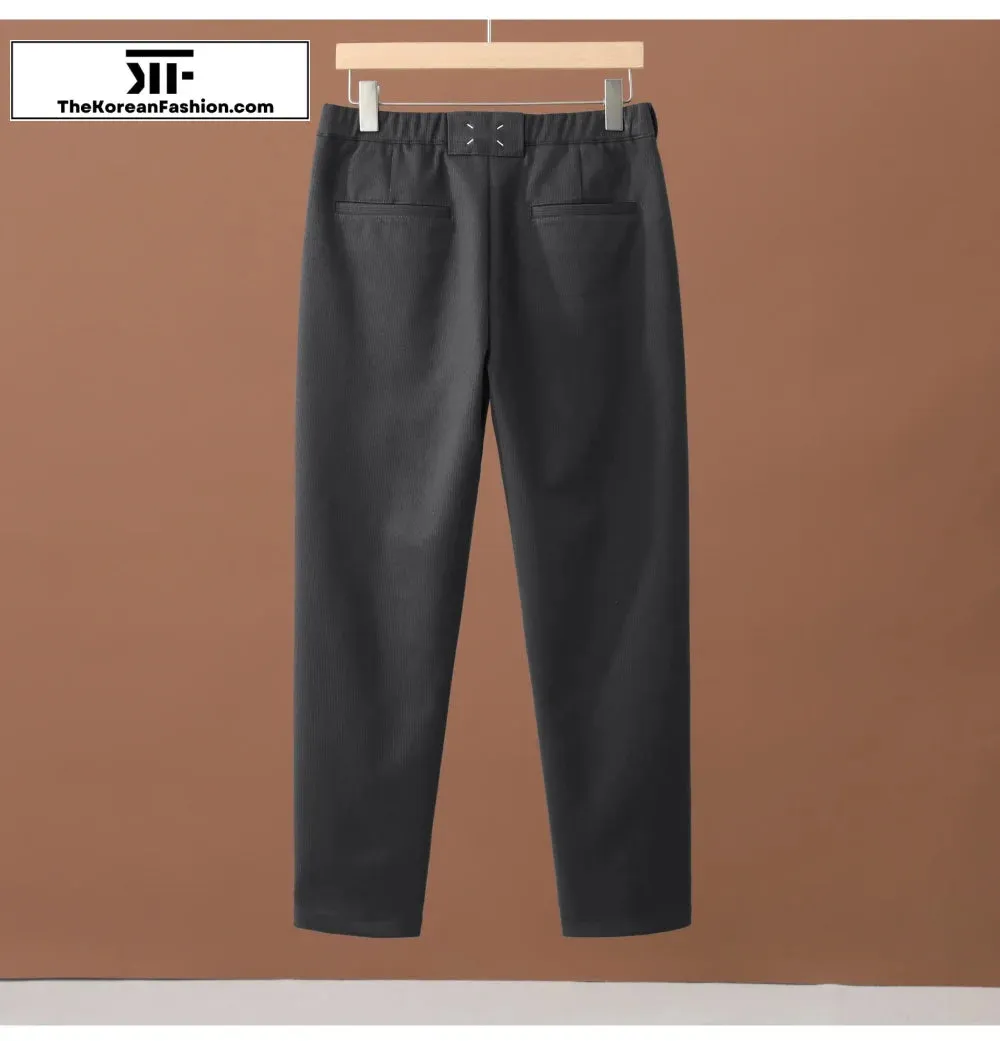 Winter Woolen Elastic Waist Suit Pants