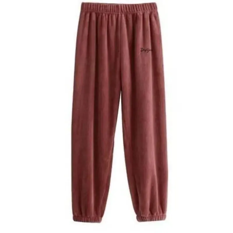 women  Fleecing Hoodie Pajama Suit Warm Woolen  Loose Top Elastic Waist Pants