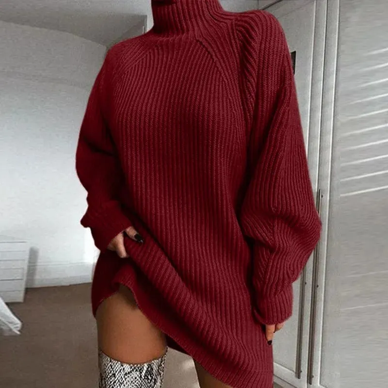 Women's Casual Knitted Woolen Pullover Sweater with Turtleneck | Ideal for Autumn/Winter