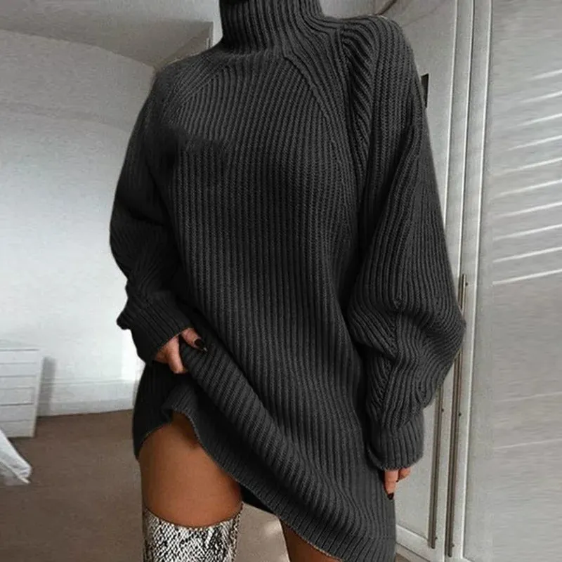 Women's Casual Knitted Woolen Pullover Sweater with Turtleneck | Ideal for Autumn/Winter