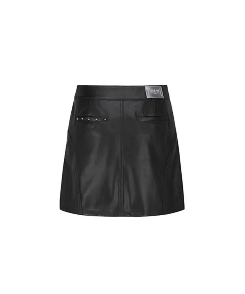 Women's Faux Leather A - Line SQ - Black