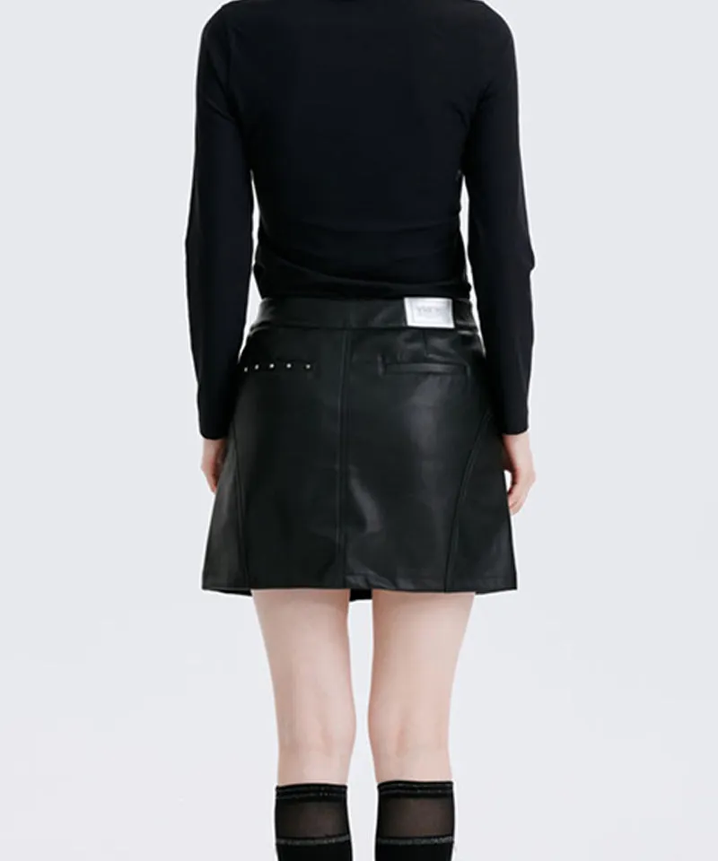 Women's Faux Leather A - Line SQ - Black