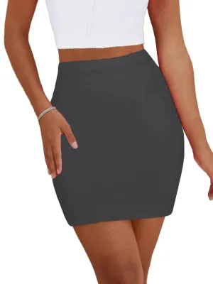 Womens Mini Pencil Skirt - High Waisted Bodycon Summer Casual Y2K Going Out Tight Skirts Grey M