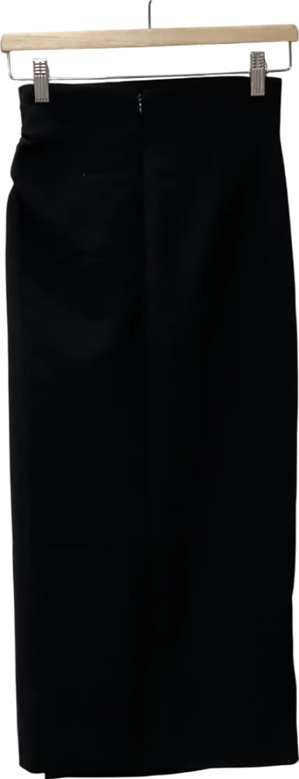ZARA Black Ruched Side Split Pencil Skirt UK XS