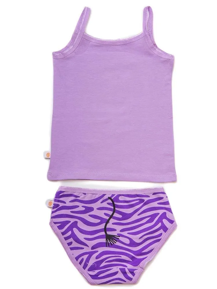 Zoocchini - Girls Organic Cami Organic Underwear Set - Ziggy the Zebra/Lavender 2 to 6 Y