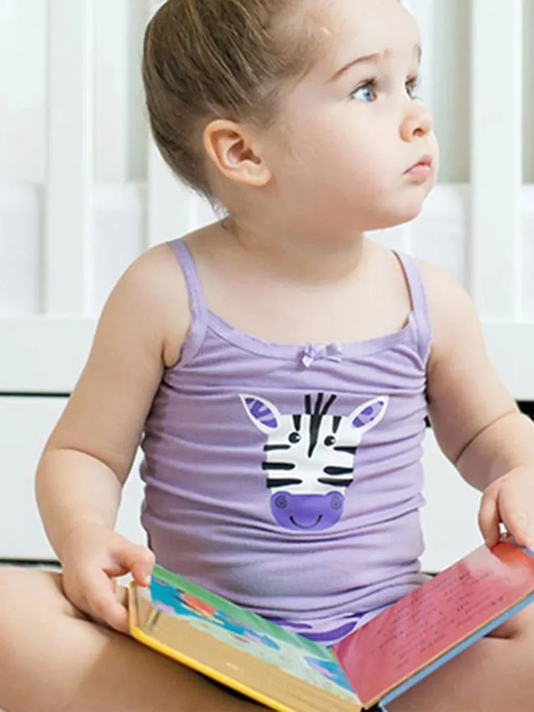 Zoocchini - Girls Organic Cami Organic Underwear Set - Ziggy the Zebra/Lavender 2 to 6 Y