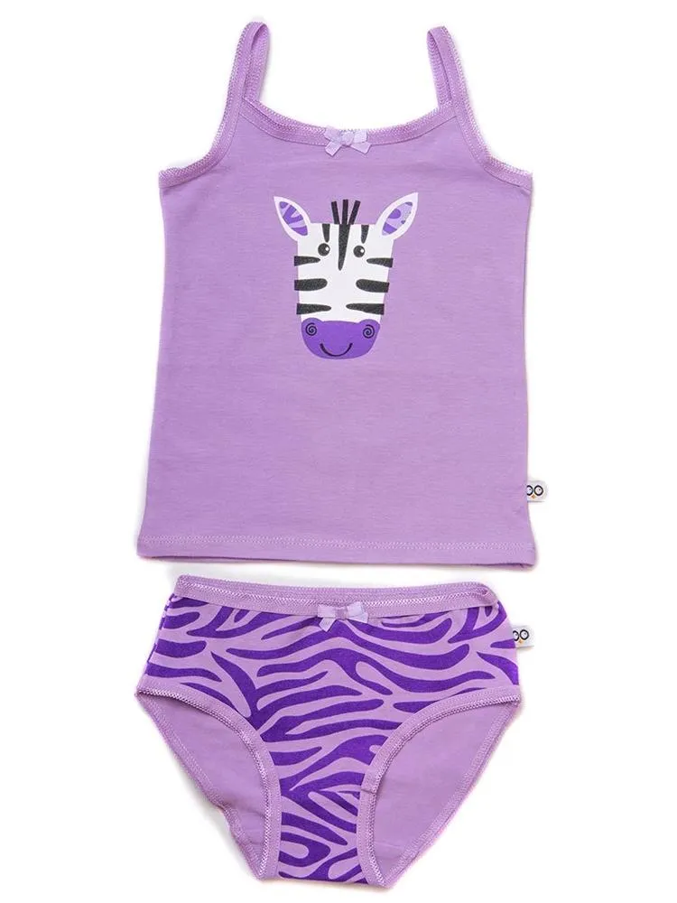 Zoocchini - Girls Organic Cami Organic Underwear Set - Ziggy the Zebra/Lavender 2 to 6 Y