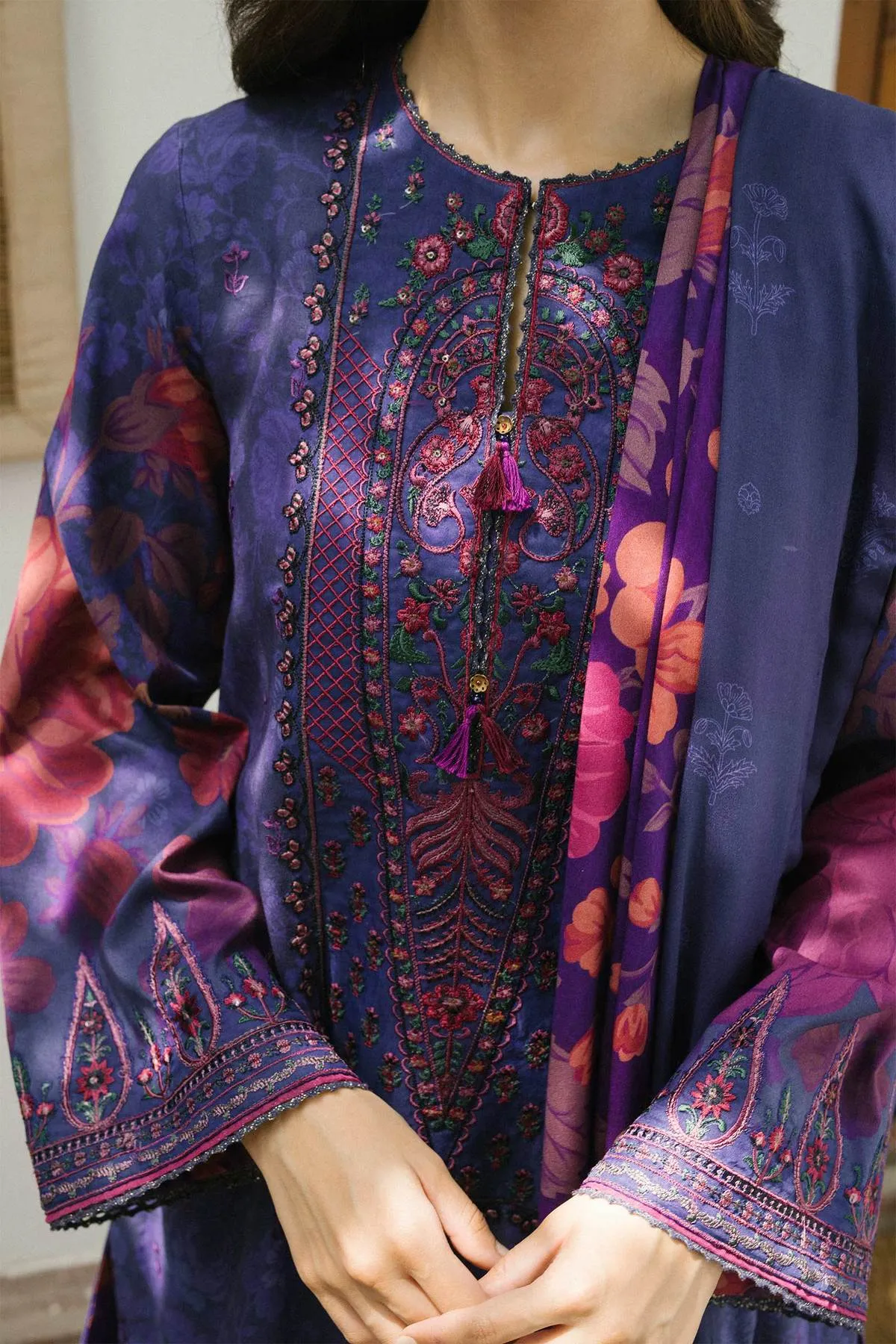 ZW21-4A |  Zara Shahjahan Coco Winter 2021 Collection | Unstitched Embroidered Linen Suits